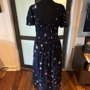 GAP Navy Floral Midi Dress with Multicolor Blossoms